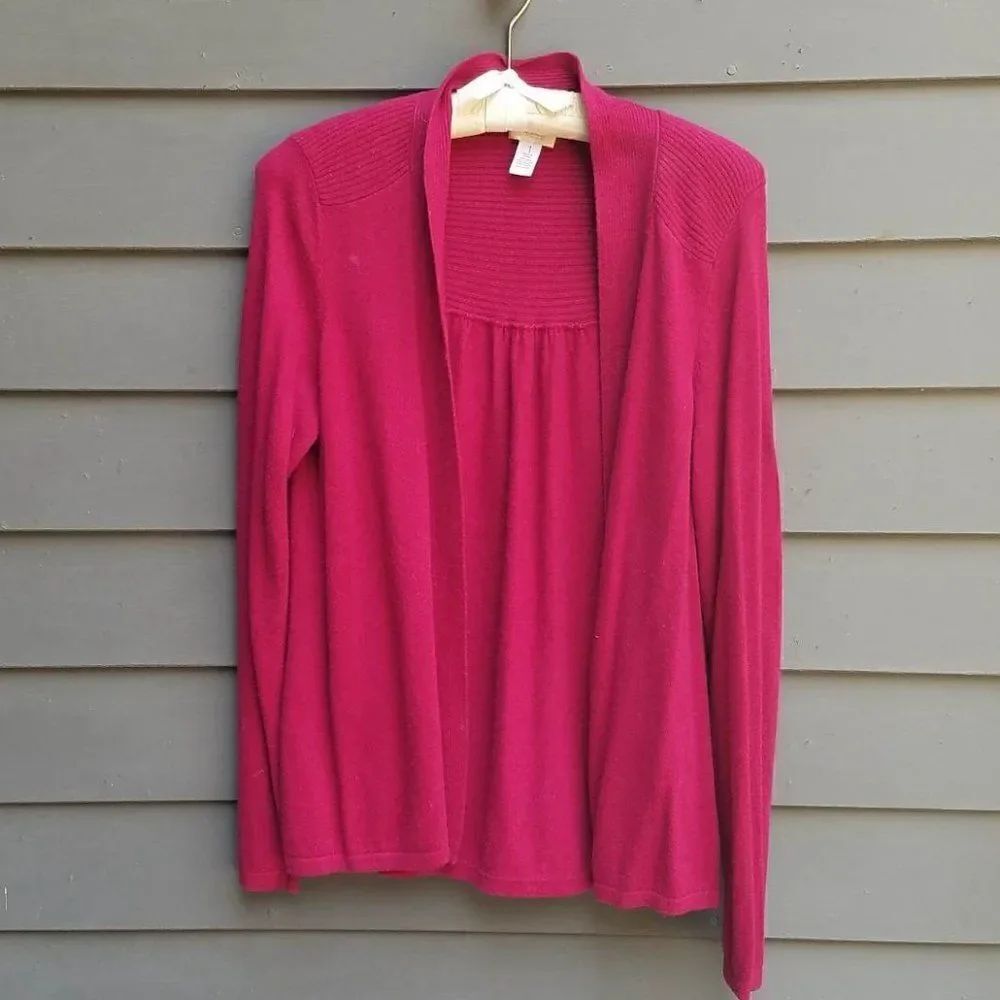 Chicos Burgundy Silk Blend Open Front Cardigan Chico's size 1